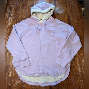 Eddie Bauer Sherpa Lined Cozy Pullover Womens Large Hooded Jacket Lavender Used